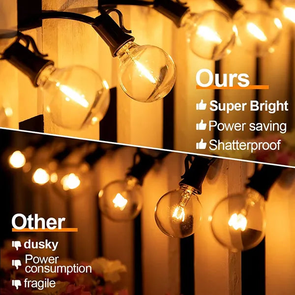 TiLights Outdoor Solar String Lights – Waterproof Connectable Edison Bulb Hanging Lights for Backyard, Porch & Party Decor