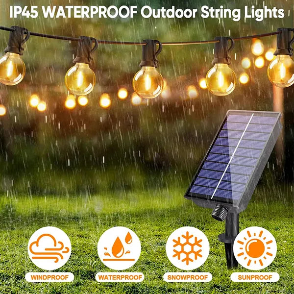 TiLights Outdoor Solar String Lights – Waterproof Connectable Edison Bulb Hanging Lights for Backyard, Porch & Party Decor
