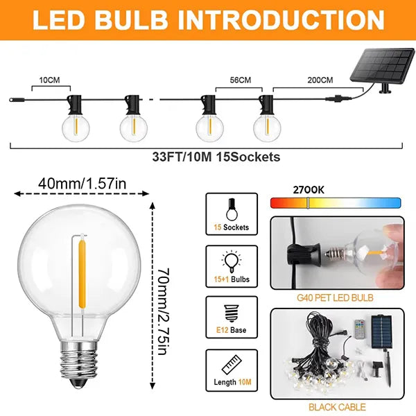 TiLights Outdoor Solar String Lights AU