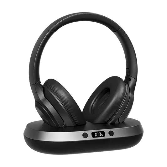 HearTV Wireless TV Headphones for Seniors – 2.4GHz, 65Hr Playtime, No Audio Delay, Optical/AUX/RCA/USB, Charging Base Included