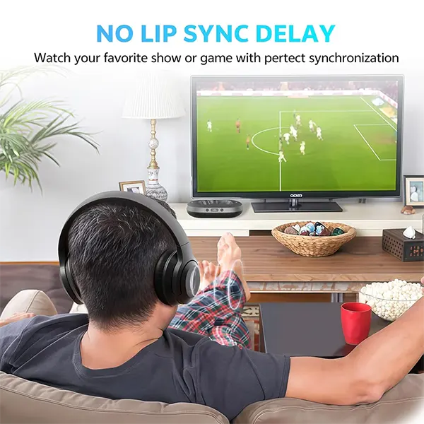 HearTV Wireless TV Headphones for Seniors – 2.4GHz, 65Hr Playtime, No Audio Delay, Optical/AUX/RCA/USB, Charging Base Included