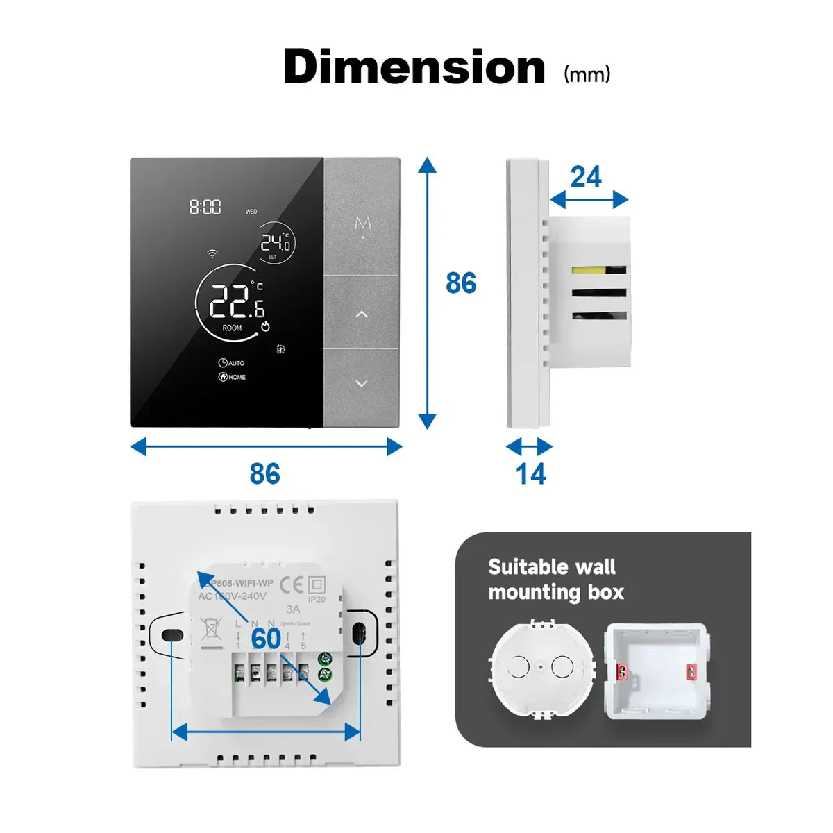 TherMor Smart WiFi Thermostat – 16A Programmable, Alexa & Google Assistant, Touch Display, Electric Floor Heating