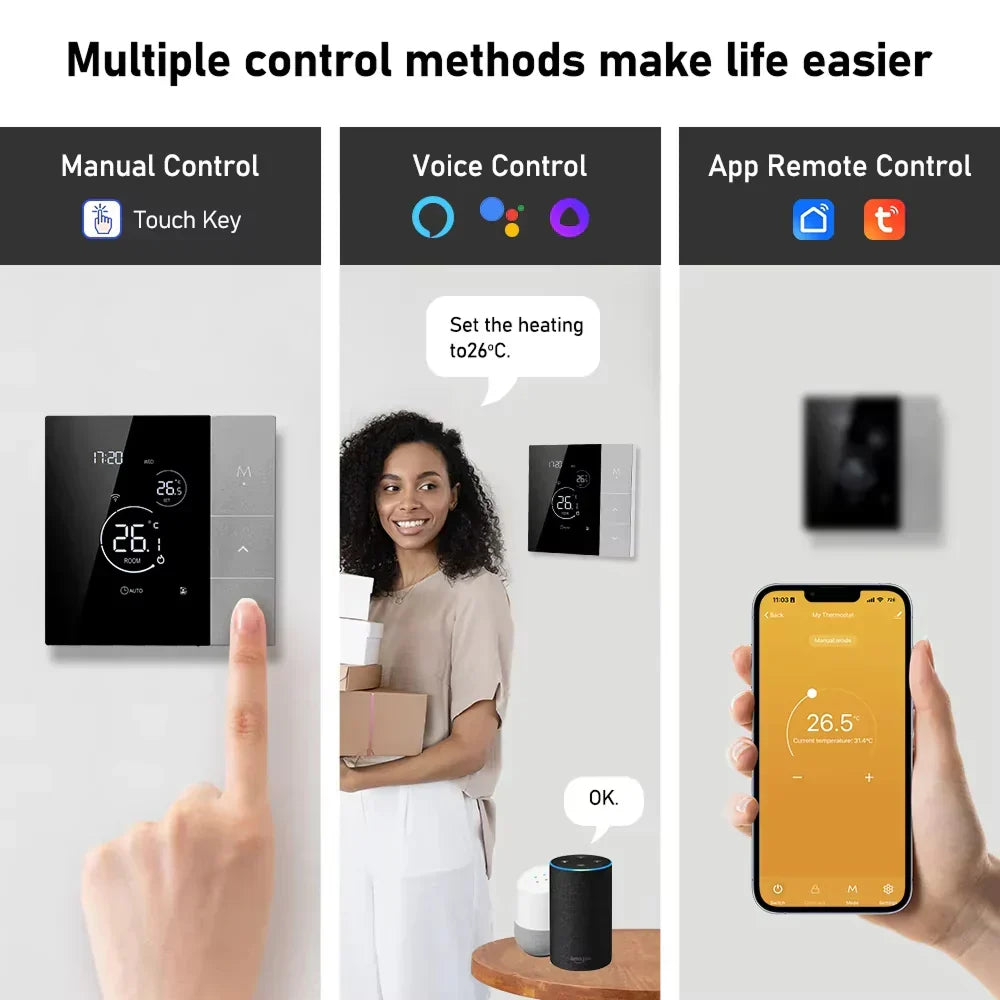 TherMor Smart WiFi Thermostat – 16A Programmable, Alexa & Google Assistant, Touch Display, Electric Floor Heating