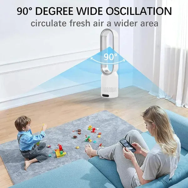 MolyFan Z2 Bladeless Tower Fan – 20", 8 Speeds, Remote Control, 90° Oscillation & 2-Hour Timer
