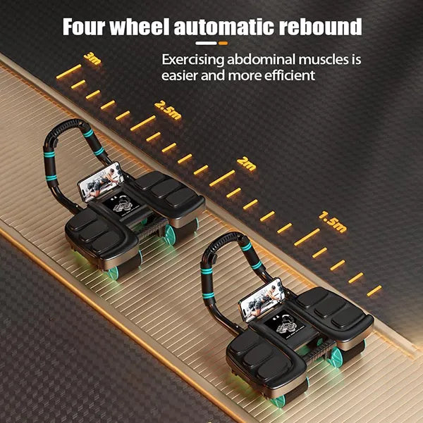 TurnRoll 4-Wheel Ab Roller – Auto Rebound, Elbow Support, Core & Abdominal Workout for Home Gym