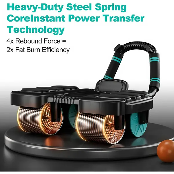 TurnRoll 4-Wheel Ab Roller – Auto Rebound, Elbow Support, Core & Abdominal Workout for Home Gym