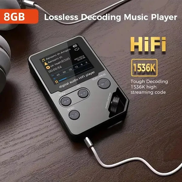 TuneZin Simple MP3 Player – 8GB Lossless Audio, Bluetooth, FM Radio & Voice Recorder