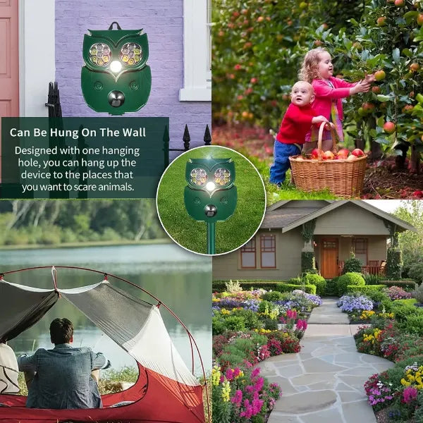 MeloDio Ultrasonic Animal Repeller – Solar & Battery Powered with Motion Sensor, 5 Modes & Flashing Light