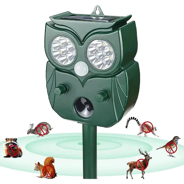 MeloDio Ultrasonic Animal Repeller – Solar & Battery Powered with Motion Sensor, 5 Modes & Flashing Light