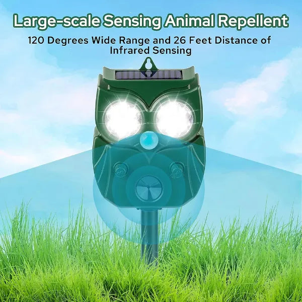 MeloDio Ultrasonic Animal Repeller – Solar & Battery Powered with Motion Sensor, 5 Modes & Flashing Light