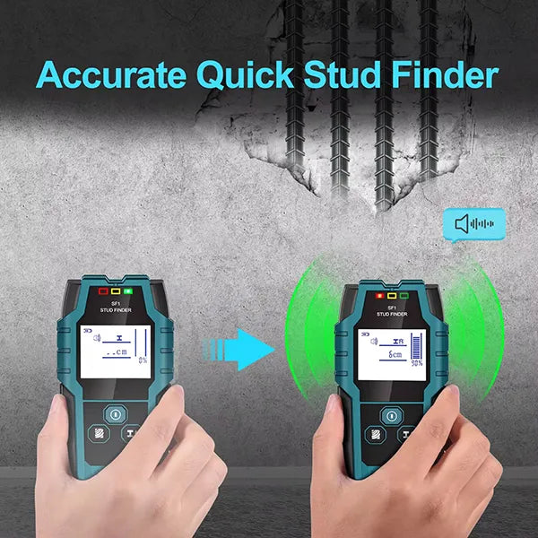 DXFind 5-in-1 Stud Finder Wall Scanner – Pro Smart Sensor, HD LCD Display, Audio Alarm for Studs, Metal, AC Wire & Pipe