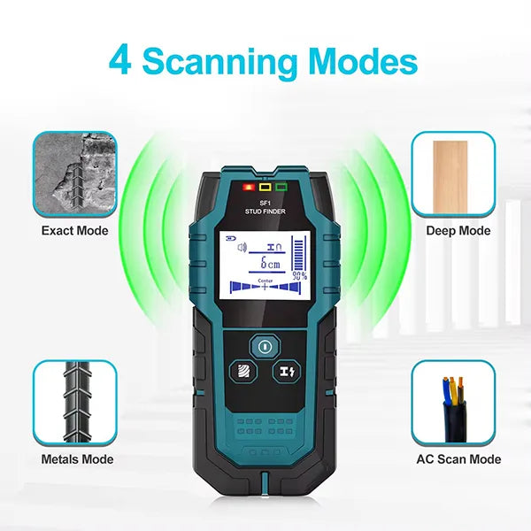 WallDetec Stud Detector – 5-in-1 Pro Smart Sensor with Audio Alarm & HD LCD Display