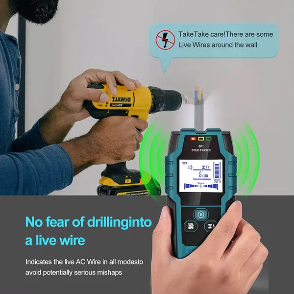 DXFind 5-in-1 Stud Finder Wall Scanner – Pro Smart Sensor, HD LCD Display, Audio Alarm for Studs, Metal, AC Wire & Pipe