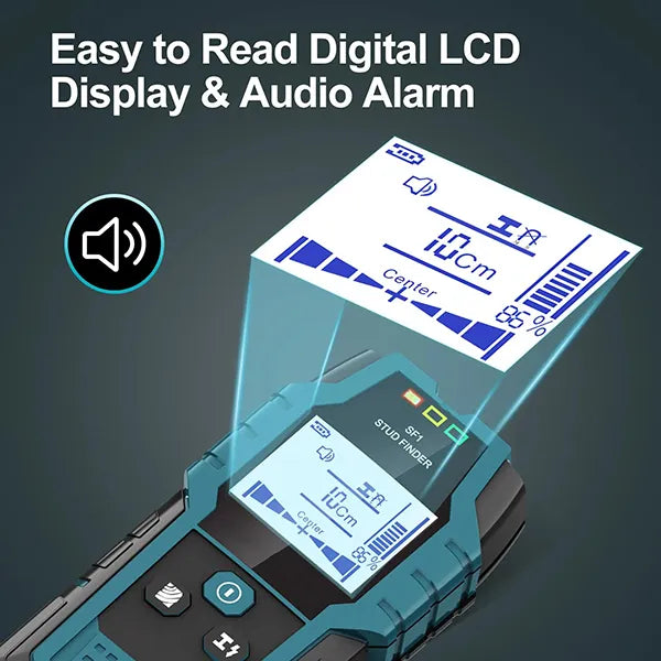 WallDetec Stud Detector – 5-in-1 Pro Smart Sensor with Audio Alarm & HD LCD Display