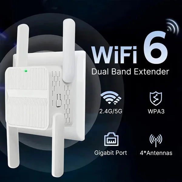 WifiRo X6 WiFi 6 Extender – Dual Band 2.4G/5GHz Signal Booster & Repeater for Long Range Coverage