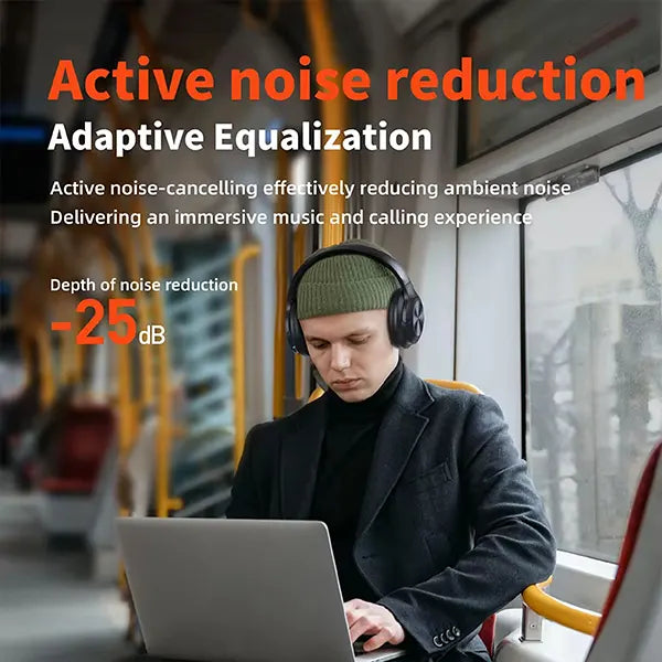 BrusPhone Wireless Headphones – Bluetooth 5.3, Adaptive Hybrid Noise Cancelling, Hi-Res Audio, Foldable Design