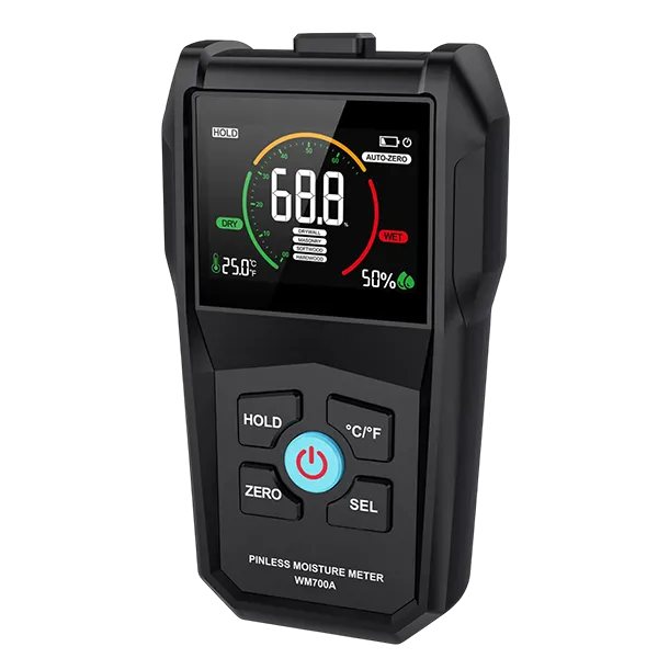 WodyTer Pinless Moisture Meter – Wood, Walls, Drywall & Concrete | 3-Color LCD & Audible Alarm