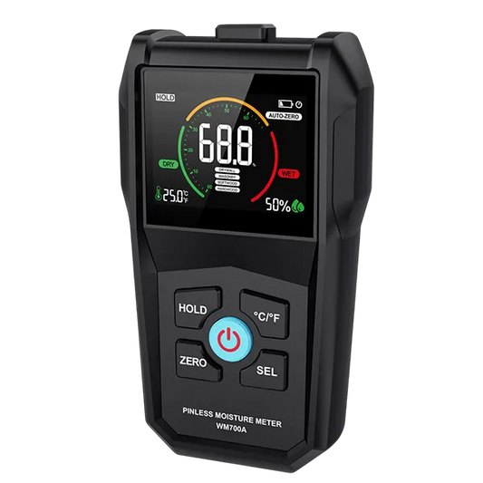 WodyTer Pinless Moisture Meter – Wood, Walls, Drywall & Concrete | 3-Color LCD & Audible Alarm