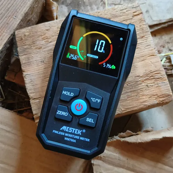 WodyTer Pinless Moisture Meter – Wood, Walls, Drywall & Concrete | 3-Color LCD & Audible Alarm