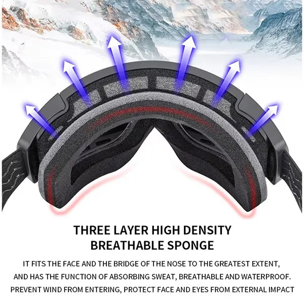 Glaciax Ski Goggles – Anti-Fog & UV Protection with Magnetic Lens for Men & Women