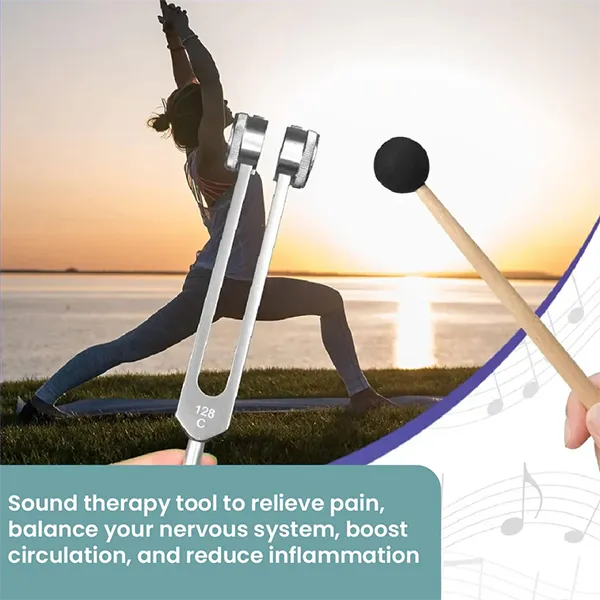HeavyFork Weighted Tuning Fork Set – 128Hz, 136Hz, 256Hz, 384Hz with Activator, Sound Therapy for Chakra, Yoga & Meditation