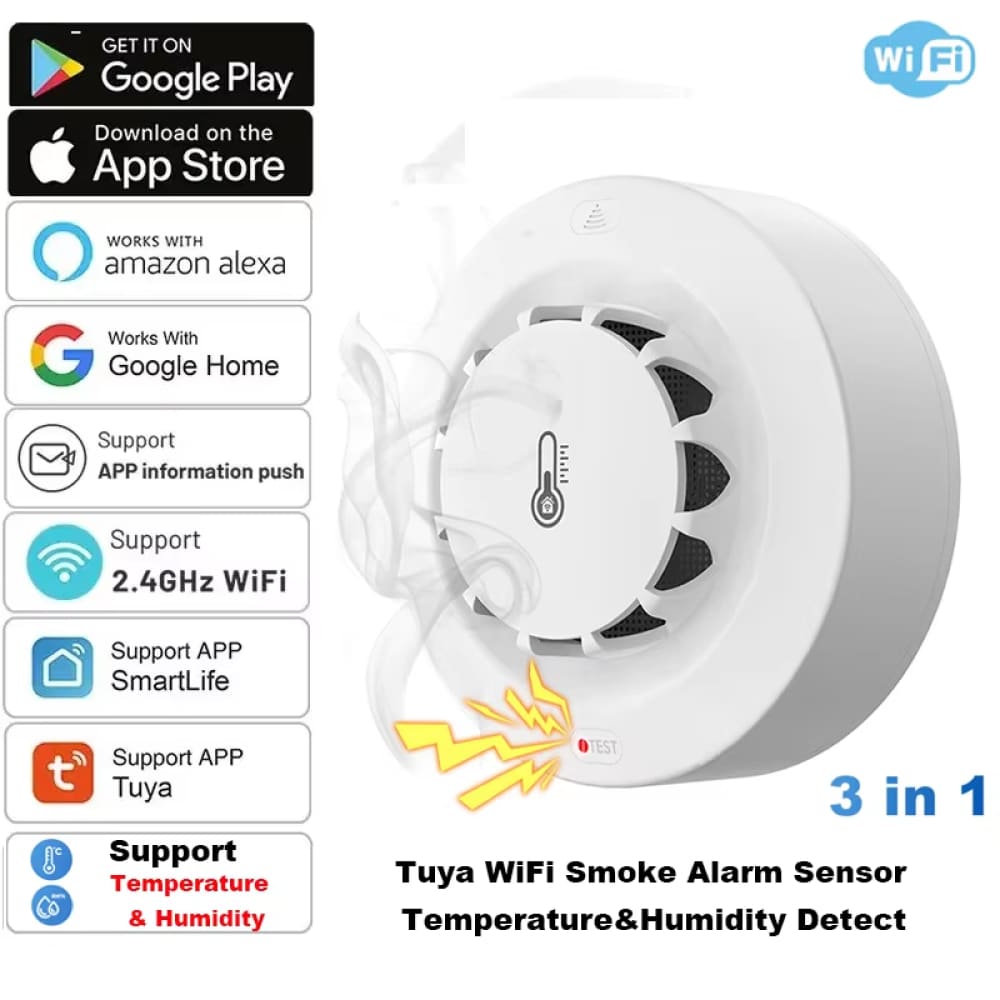 Ossent Smart Smoke Detector – WiFi Connected Fire & Smoke Alarm with App Alerts