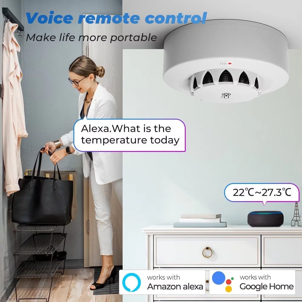 Ossent Smart Smoke Detector – WiFi Connected Fire & Smoke Alarm with App Alerts