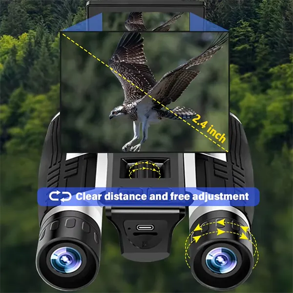 CamBino Digital Binoculars with Camera – 48MP, 2.5K Video, 8X Zoom, 2.4" LCD, IPS Anti-Glare, 32GB SD Card for Birdwatching & Travel