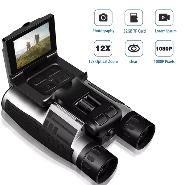 CamBino Digital Binoculars with Camera – 48MP, 2.5K Video, 8X Zoom, 2.4" LCD, IPS Anti-Glare, 32GB SD Card for Birdwatching & Travel