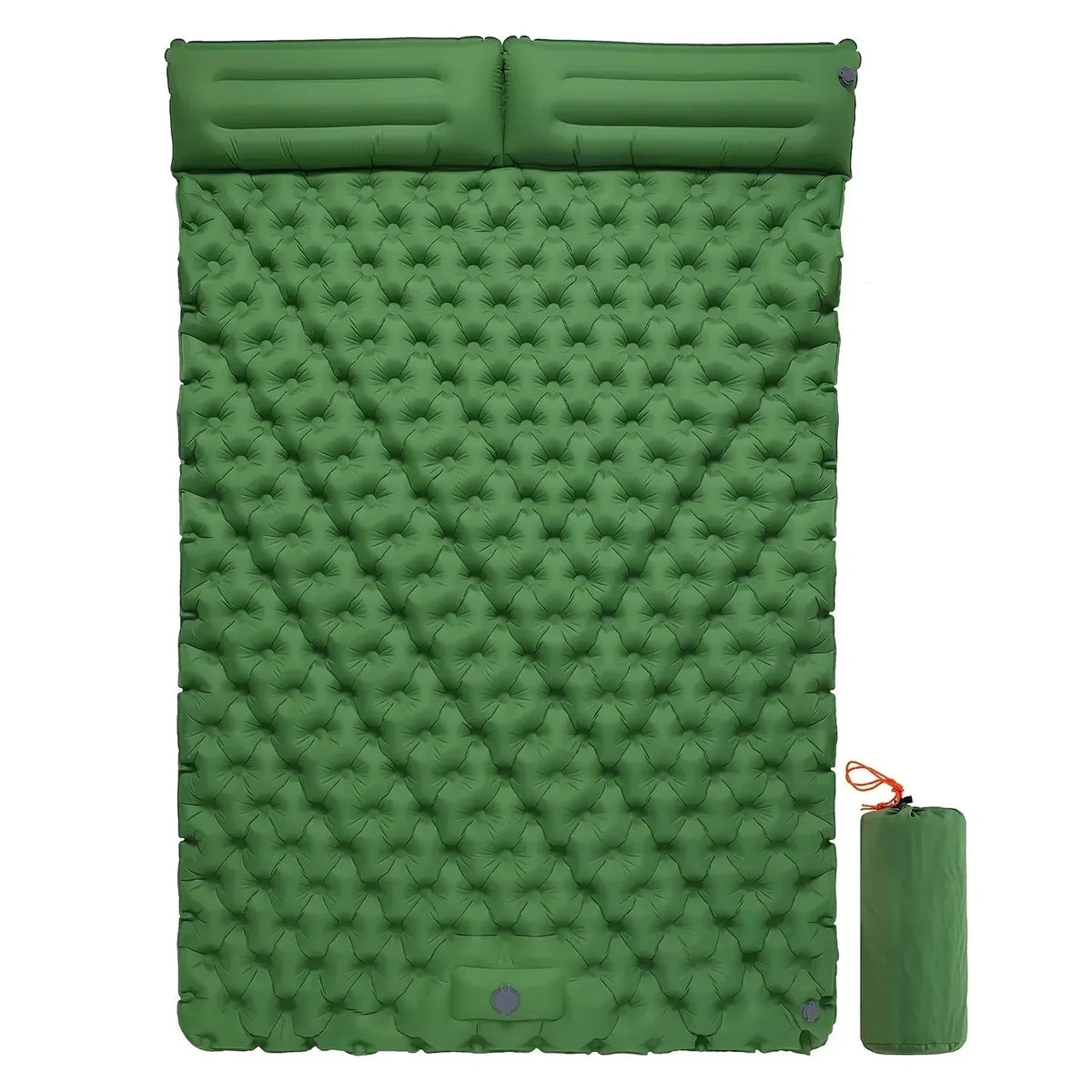 TuxaCusi Double Camping Sleeping Pad – Inflatable Air Mattress with Pillows, Foot Pump, 440 LBS Support