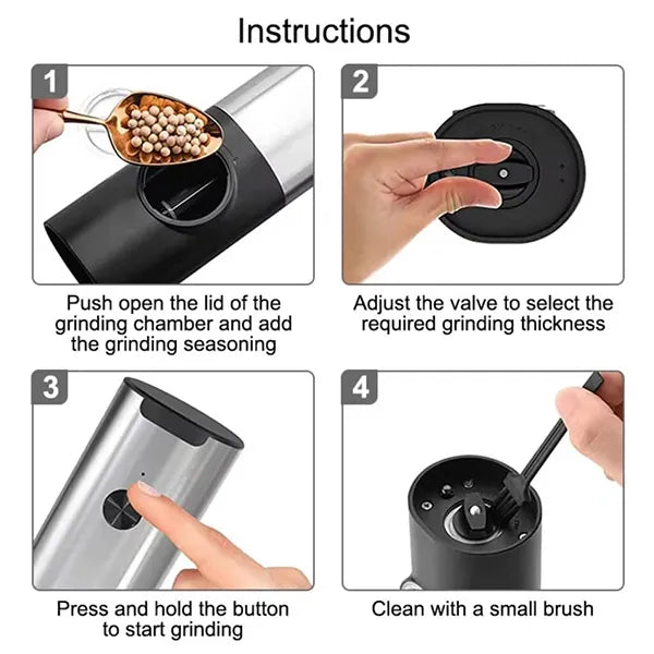 Kivoroa Electric Salt & Pepper Grinder Set – LED Light, Adjustable Coarseness & Storage Base