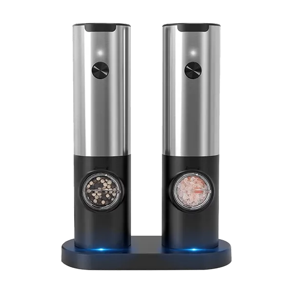 Kivoroa Electric Salt & Pepper Grinder Set – LED Light, Adjustable Coarseness & Storage Base