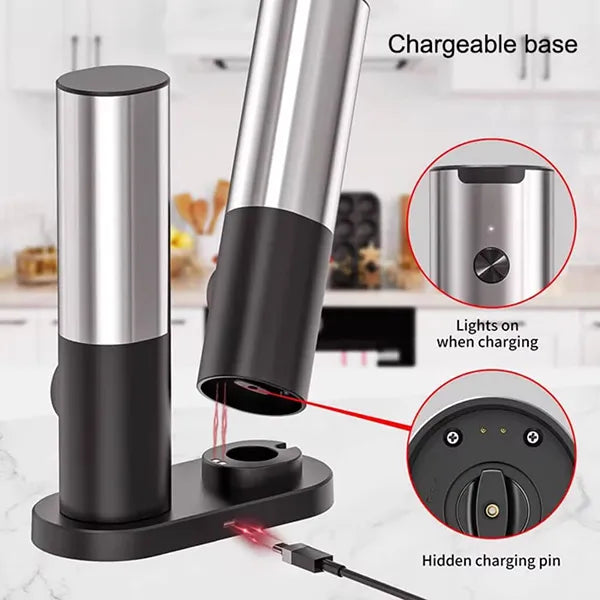 Kivoroa Electric Salt & Pepper Grinder Set – LED Light, Adjustable Coarseness & Storage Base