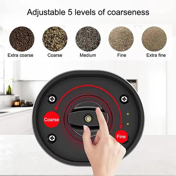 Kivoroa Electric Salt & Pepper Grinder Set – LED Light, Adjustable Coarseness & Storage Base