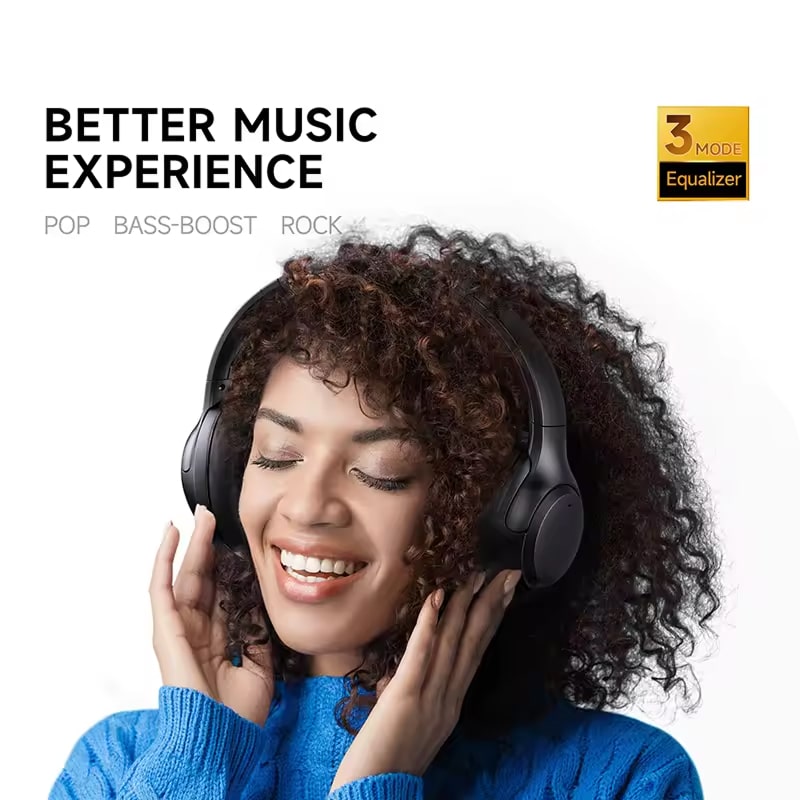 UniDamy Noise Cancelling Headphones – Wireless Bluetooth Over-Ear Headphones | Beige, Black & Pink