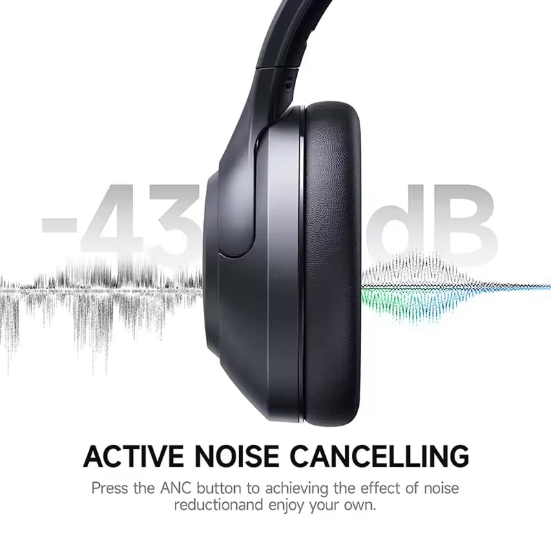 UniDamy Noise Cancelling Headphones – Wireless Bluetooth Over-Ear Headphones | Beige, Black & Pink