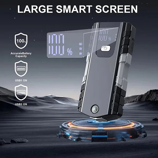 PoliStar Portable Car Jump Starter – Multi-Function Jump Box with Fast Charging, LCD Display & LED Light