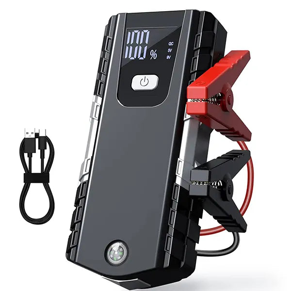 PoliStar Portable Car Jump Starter – Multi-Function Jump Box with Fast Charging, LCD Display & LED Light