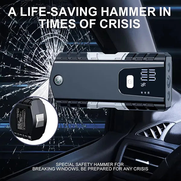 PoliStar Portable Car Jump Starter – Multi-Function Jump Box with Fast Charging, LCD Display & LED Light