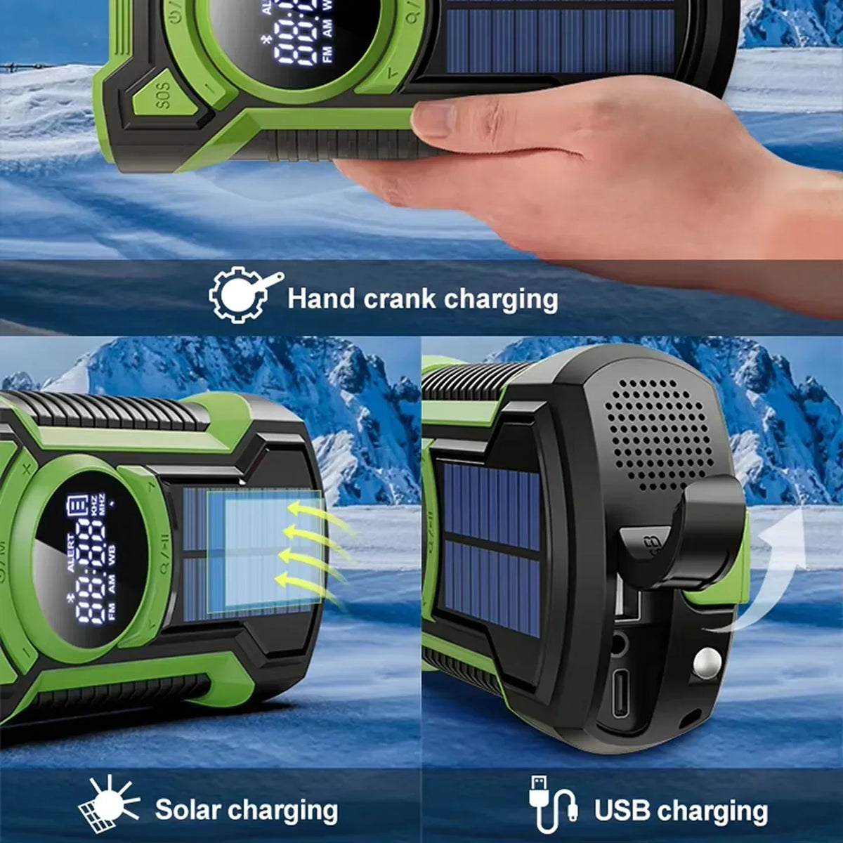 DalyRad Emergency Radio – 5000mAh Solar Hand Crank Radio with Flashlight & SOS Alert
