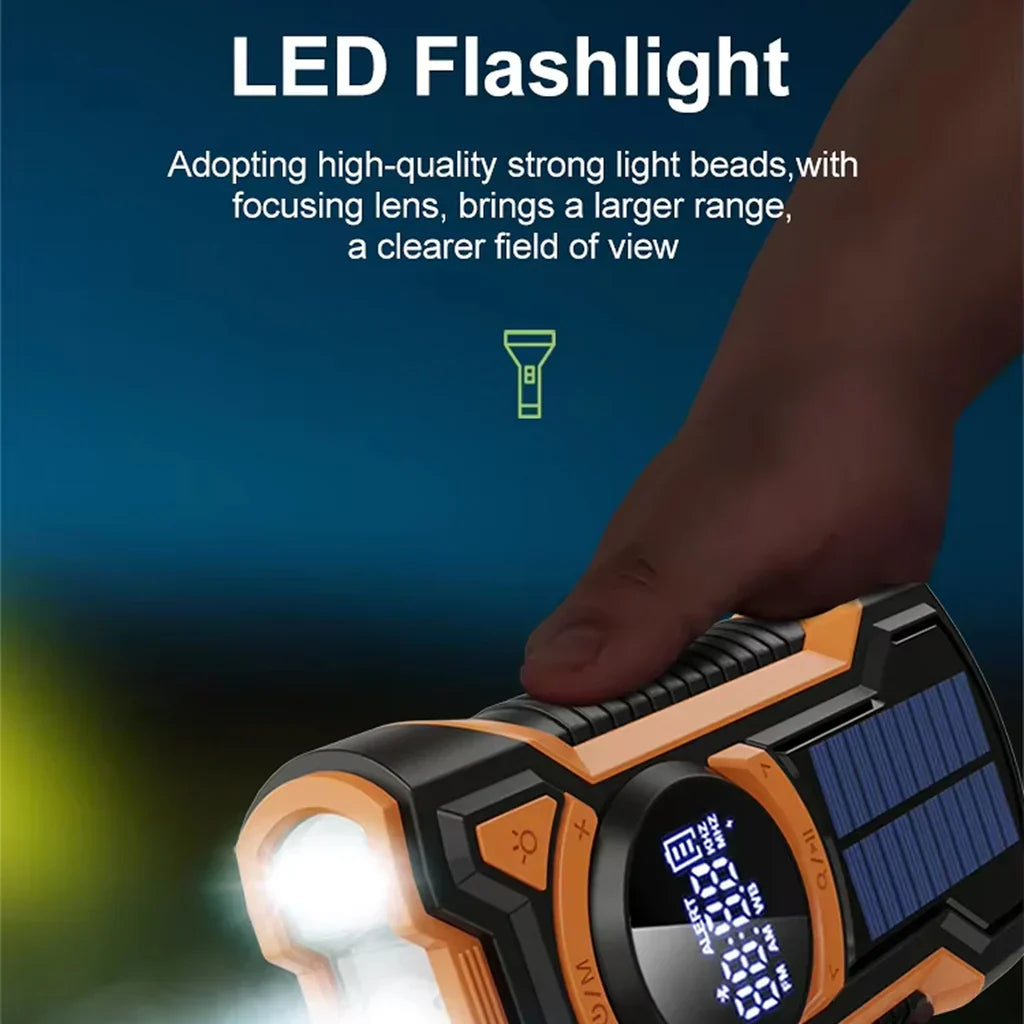 DalyRad Emergency Radio – 5000mAh Solar Hand Crank Radio with Flashlight & SOS Alert